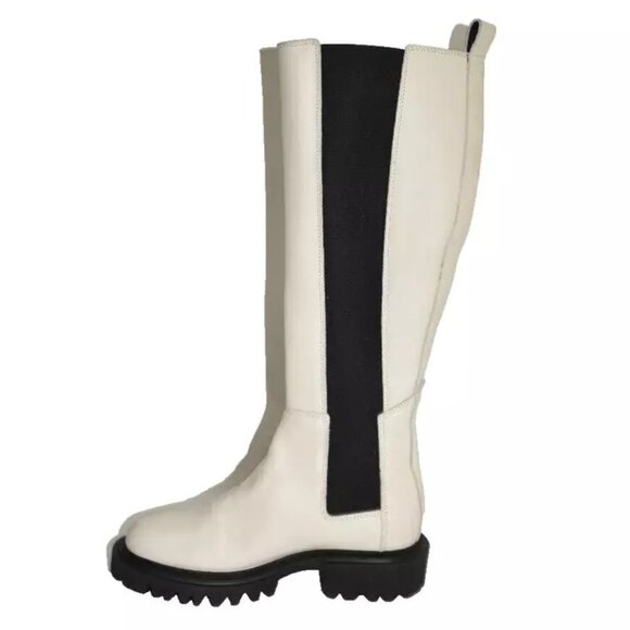 New! AllSaints Maeve Knee High Chelsea Boot White Leather 37 7 US DD429 - Picture 2 of 6